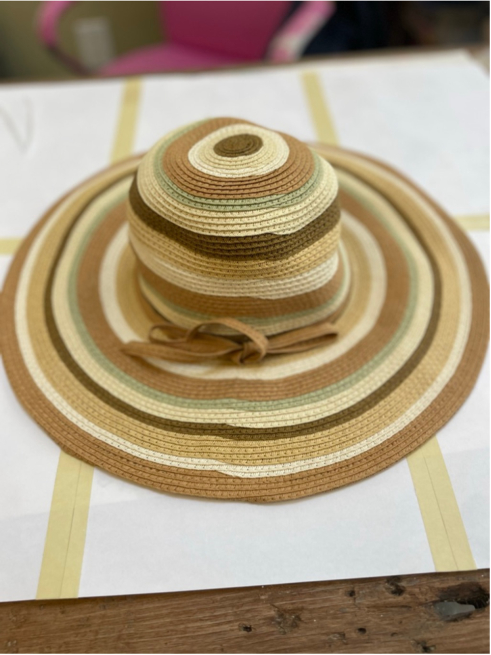 Angela & William Striped Paper Straw Sun Hat OS